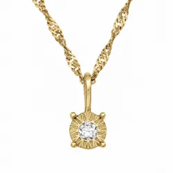 45 cm ketting met lab grown diamant hanger in verguld zilver 0,035 ct