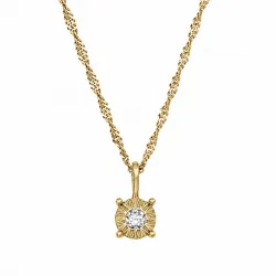 45 cm ketting met lab grown diamant hanger in verguld zilver 0,035 ct