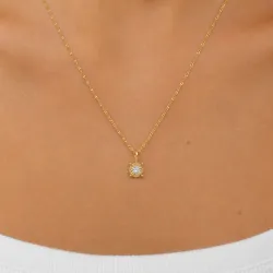 45 cm ketting met hanger in verguld zilver 0,035 ct