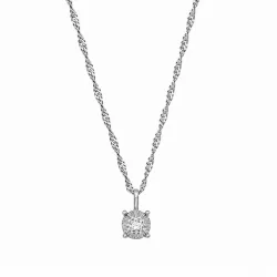 45 cm ketting met lab grown diamant hanger in zilver 0,035 ct