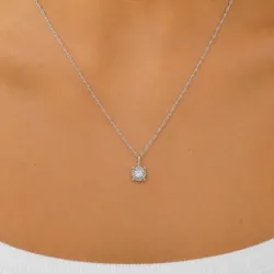 45 cm ketting met hanger in zilver 0,035 ct