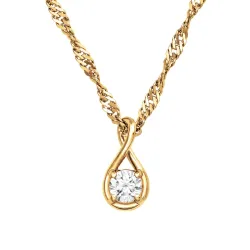 45 cm ketting met hanger in verguld zilver 0,062 ct
