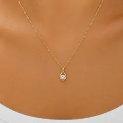 45 cm ketting met hanger in verguld zilver 0,062 ct
