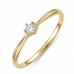lab grown diamant solitaire ring in verguld sterlingzilver