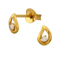 druppel oorbellen in verguld sterlingzilver met lab grown diamant 