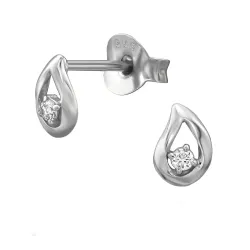 druppel oorbellen in gerodineerd zilver met lab grown diamant 