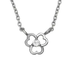 45 cm ketting met lab grown diamant hanger in zilver 0,035 ct