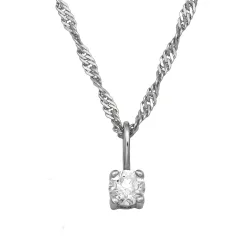 45 cm ketting met hanger in zilver 0,11 ct
