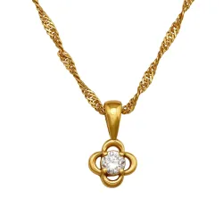 45 cm ketting met hanger in verguld zilver 0,062 ct
