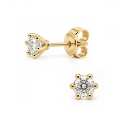 solitaire oorbel in verguld sterlingzilver met lab grown diamant 