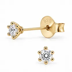 solitaire oorbel in verguld sterlingzilver met lab grown diamant 