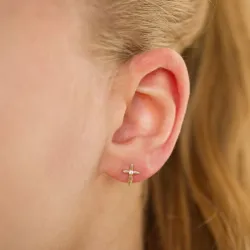 kruis oorsteker in 9 karaat goud met zirkoon