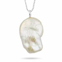 parel ketting in zilver met hanger in zilver