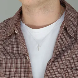 kruis ketting in zilver met hanger in zilver