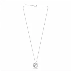 hart bloem ketting in zilver met hanger in zilver