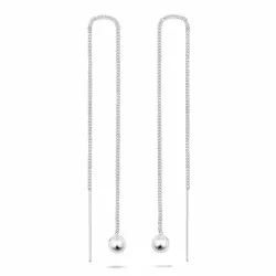 lange bolletje ketting oorbellen in zilver