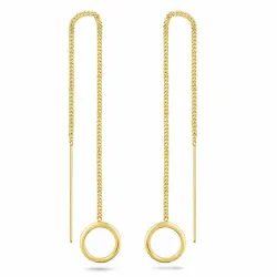 lange rond ketting oorbellen in verguld zilver