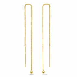 lange ketting oorbellen in verguld zilver