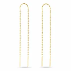 lange ketting oorbellen in verguld zilver