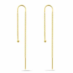 lange ketting oorbellen in verguld zilver