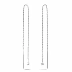 lange ketting oorbellen in zilver