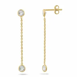 lange zirkoon ketting oorbellen in verguld zilver