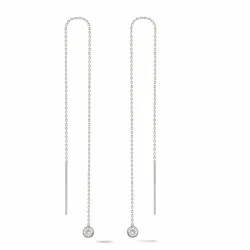 lange zirkoon ketting oorbellen in zilver