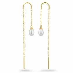 parel ketting oorbellen in verguld sterlingzilver