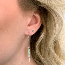 amazoniet ketting oorbellen in zilver - Loom Stones