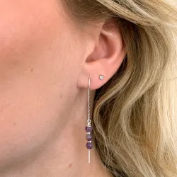 amethist ketting oorbellen in zilver - Loom Stones