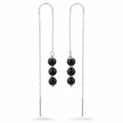 zwart onyx ketting oorbellen in zilver