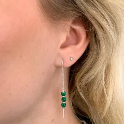 malachiet ketting oorbellen in zilver - Loom Stones