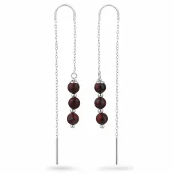 rode jasper ketting oorbellen in zilver - Loom Stones