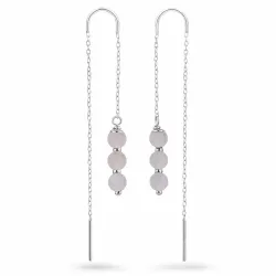 roze kwarts ketting oorbellen in zilver - Loom Stones