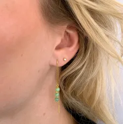 amazoniet ketting oorbellen in verguld zilver - Loom Stones