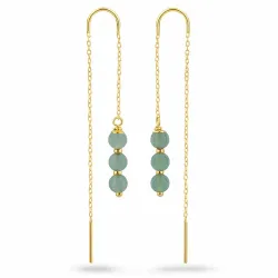 jadesteen ketting oorbellen in verguld zilver - Loom Stones