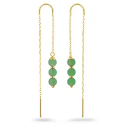 jadesteen ketting oorbellen in verguld zilver - Loom Stones