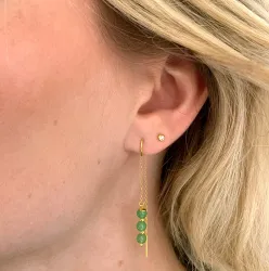jadesteen ketting oorbellen in verguld zilver - Loom Stones