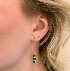 malachiet ketting oorbellen in verguld zilver - Loom Stones