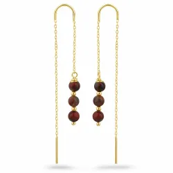 rode jasper ketting oorbellen in verguld zilver - Loom Stones