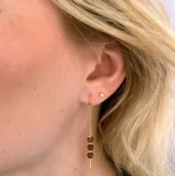 rode jasper ketting oorbellen in verguld zilver - Loom Stones