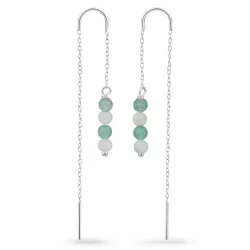 amazoniet ketting oorbellen in zilver - Loom Stones