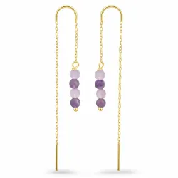 lavendelkleurige amethist ketting oorbellen in verguld zilver - Loom Stones