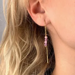 lavendelkleurige amethist ketting oorbellen in verguld zilver - Loom Stones