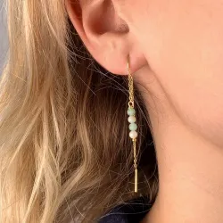amazoniet ketting oorbellen in verguld zilver - Loom Stones