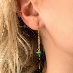 malachiet ketting oorbellen in verguld zilver - Loom Stones