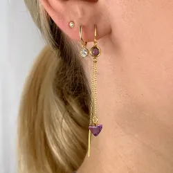 amethist ketting oorbellen in verguld zilver - Loom Stones