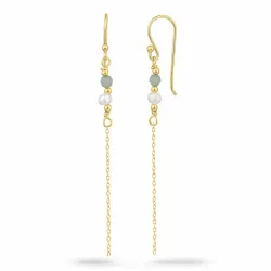 parel ketting oorbellen in verguld zilver - Loom Stones