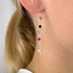 multikleurige steen ketting oorbellen in zilver - Loom Stones
