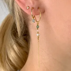 groene agaat ketting oorbellen in verguld zilver - Loom Stones